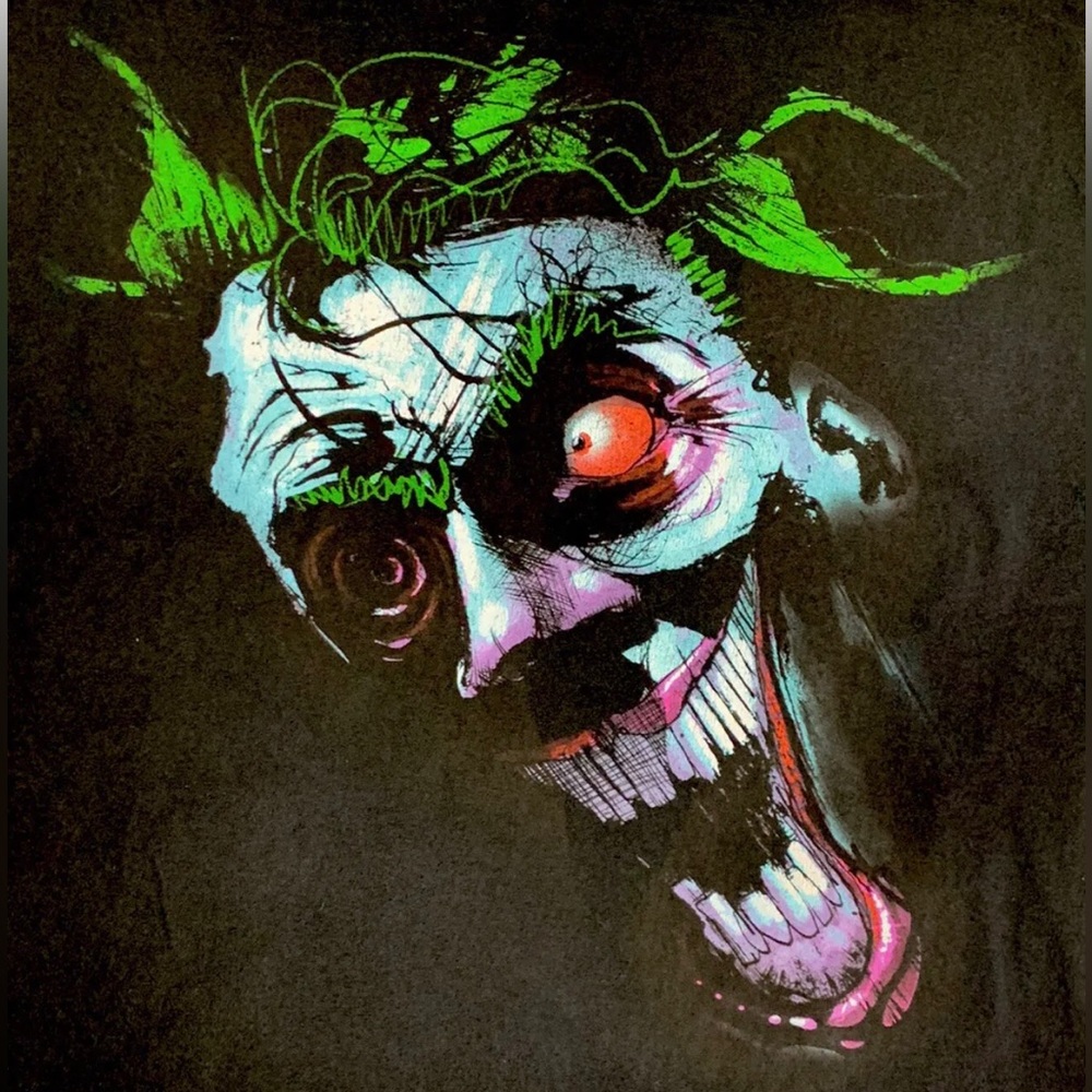 Vintage Joker Tee Batman Men Large T Shirt DC Comics Villain Rare Graphic Black